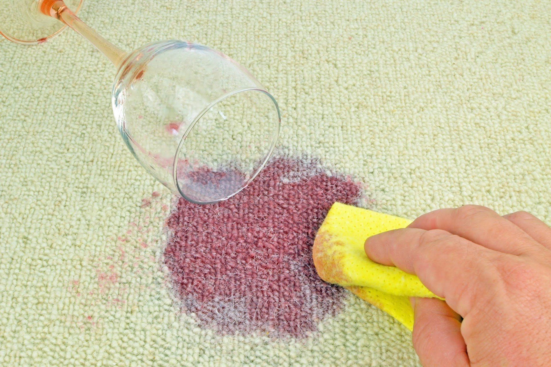 a wine stain in a carpet