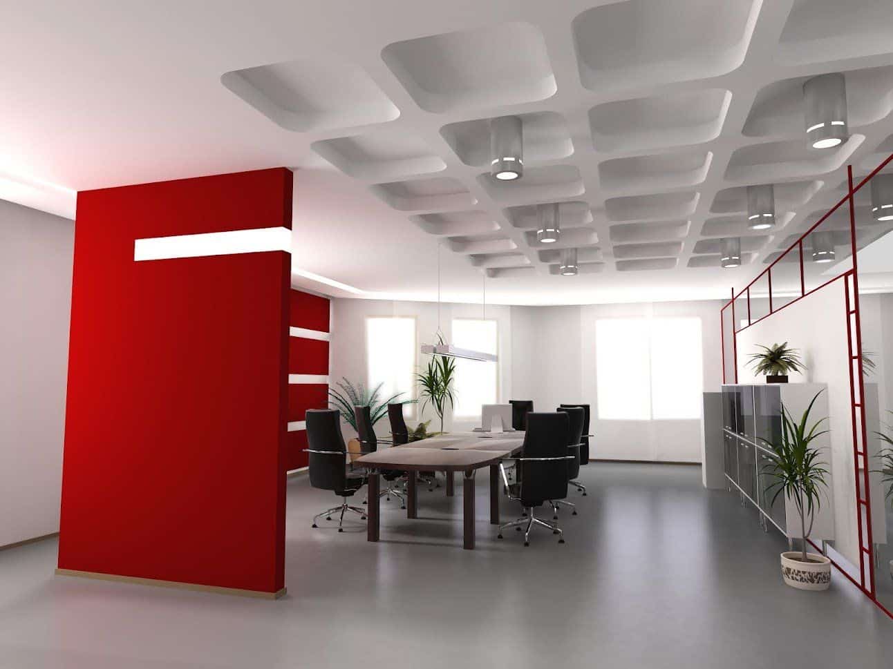 a room filled with furniture and a large window