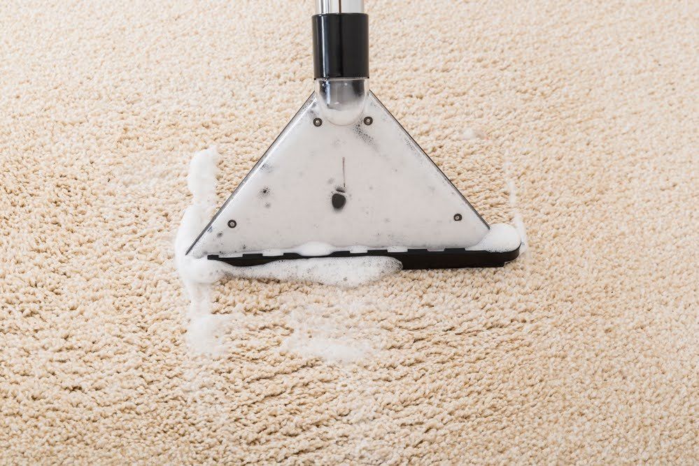 a close up of a carpet cleaning